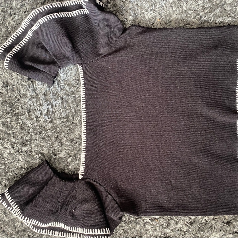 Elegant Black Women's Top with Ruffle Sleeves